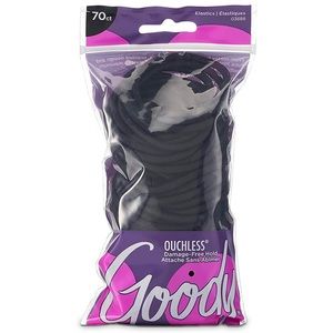 Goody Ouchless Womens Elastic Hair Tie - 70 Count, Black